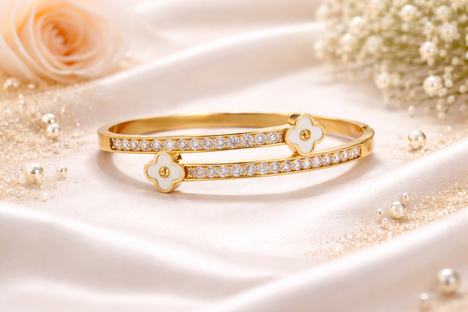 Double Row Flower Motif Bracelet