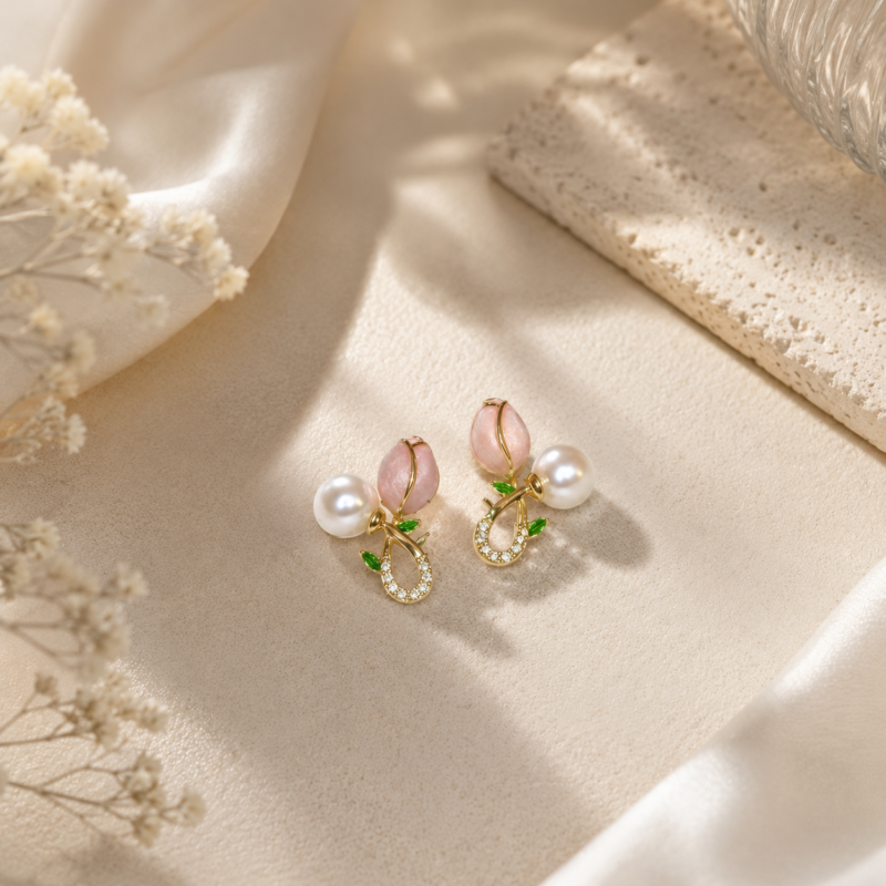 Blush Bloom Pearl Studs