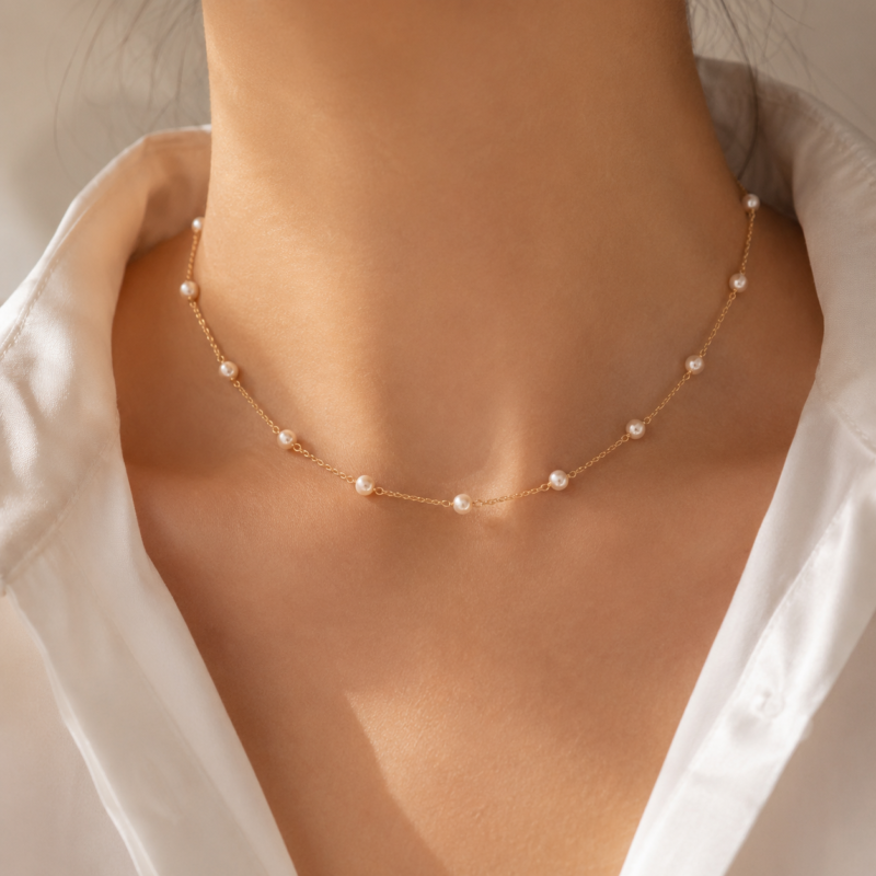 Elegant Pearl Charm Necklace