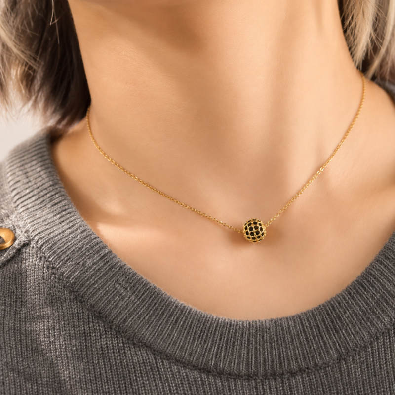 Golden Honeycomb Charm Necklace