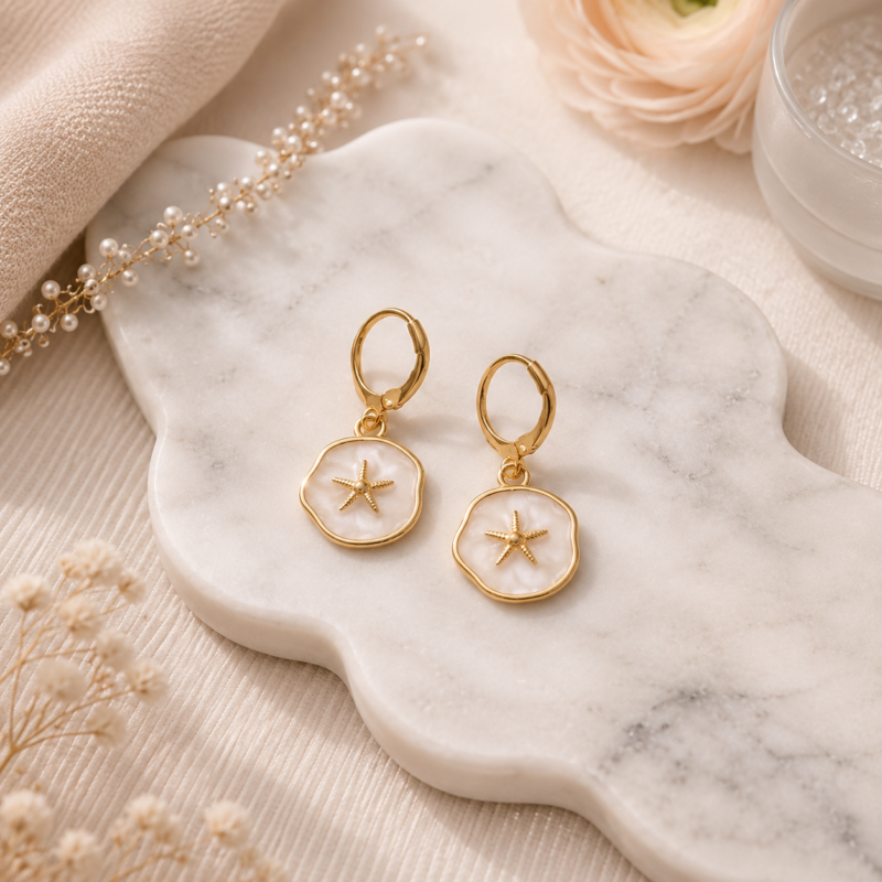 Ocean Charm Hoop Earrings