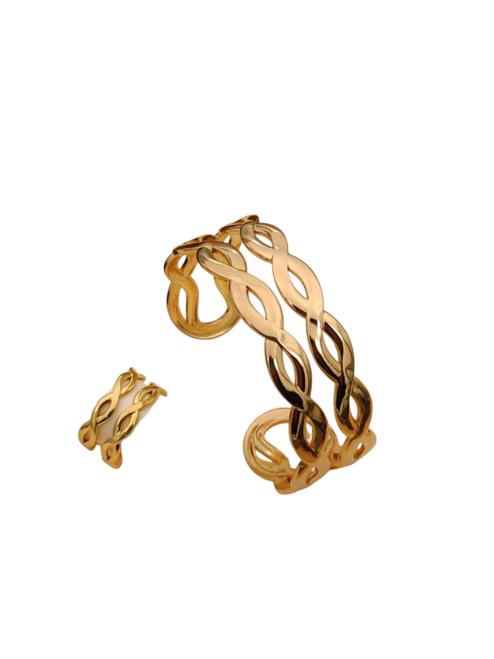 Eternal Wave: Anti-Tarnish Infinity Cuff & Ring Set