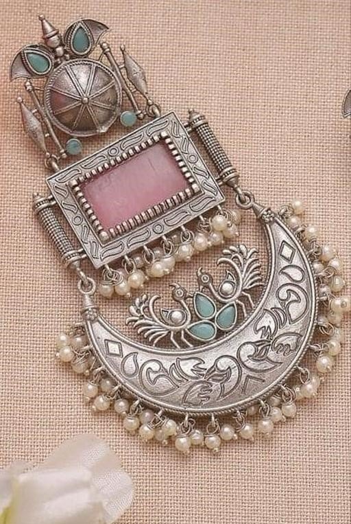 Oxidised Silver Chand Bali