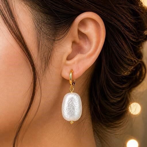 Luna Pearl Hoop Studs