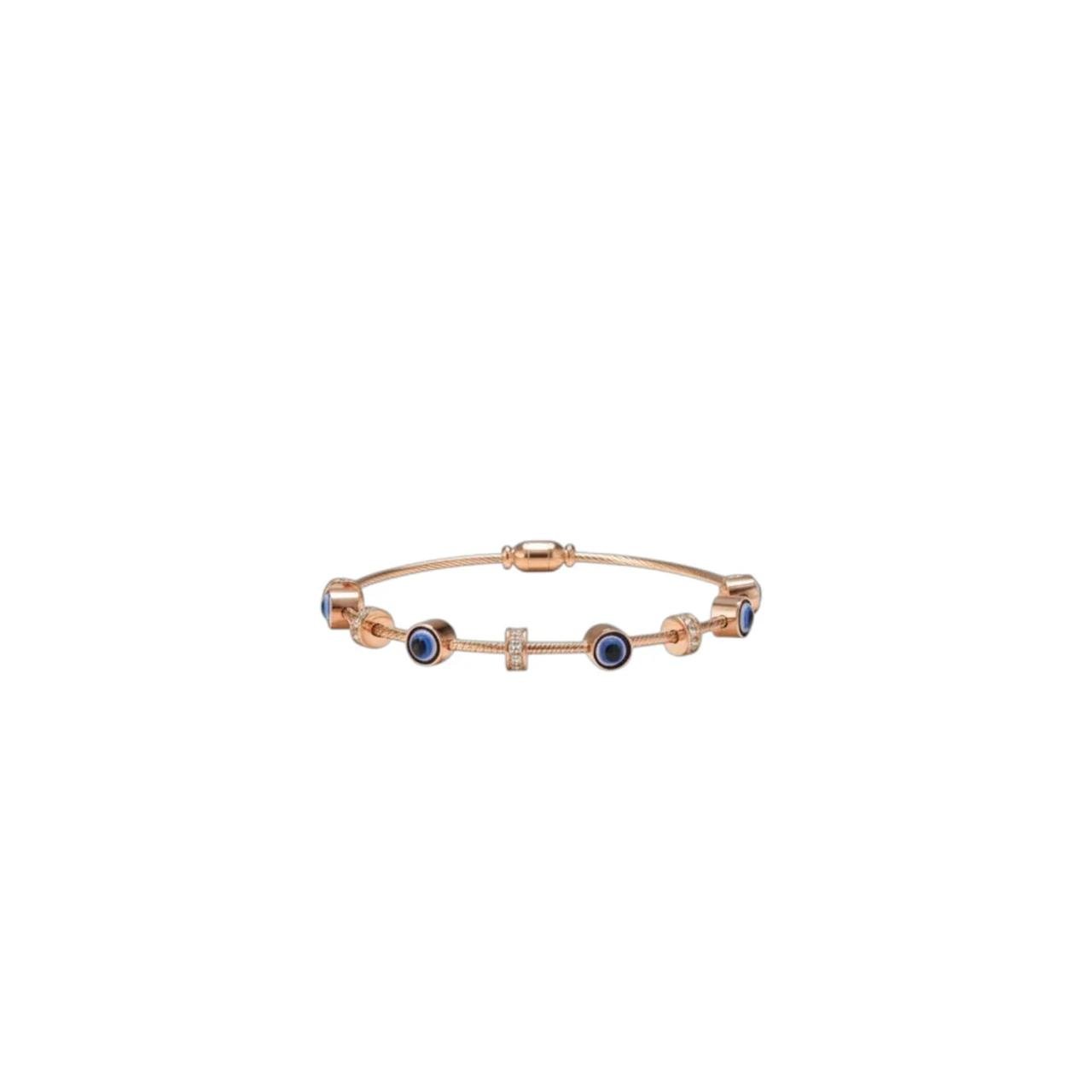 Evil Eye Charm Rose Gold Bracelet