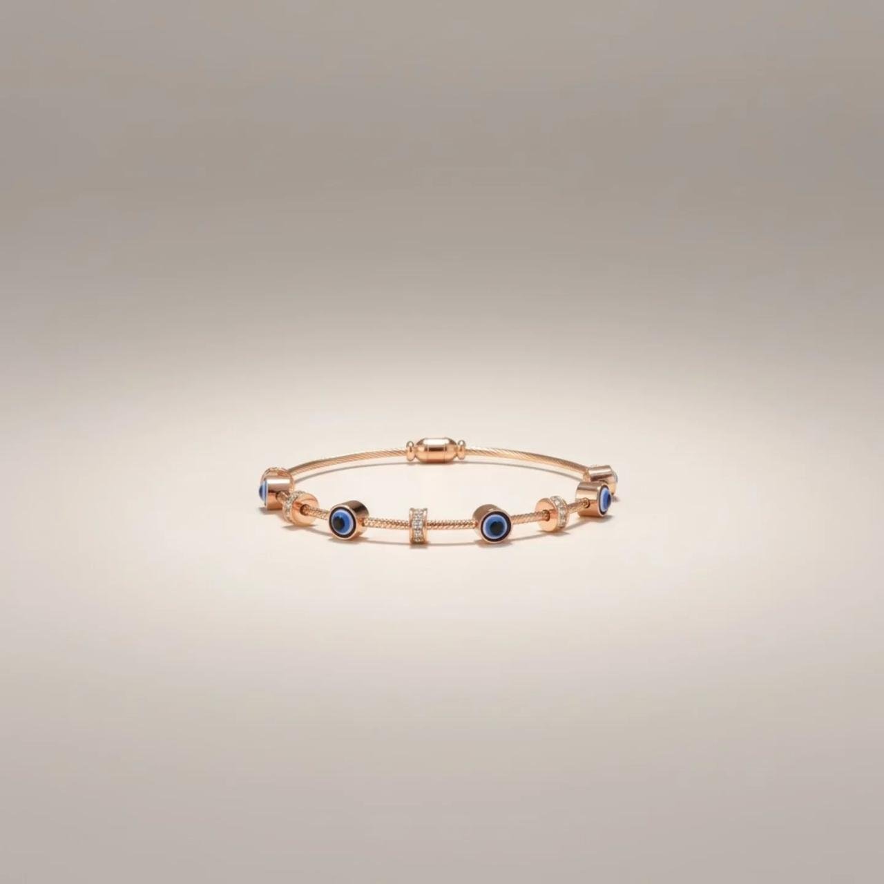 Evil Eye Charm Rose Gold Bracelet