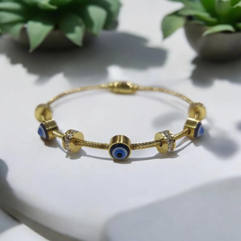 Evil Eye Charm Rose Gold Bracelet