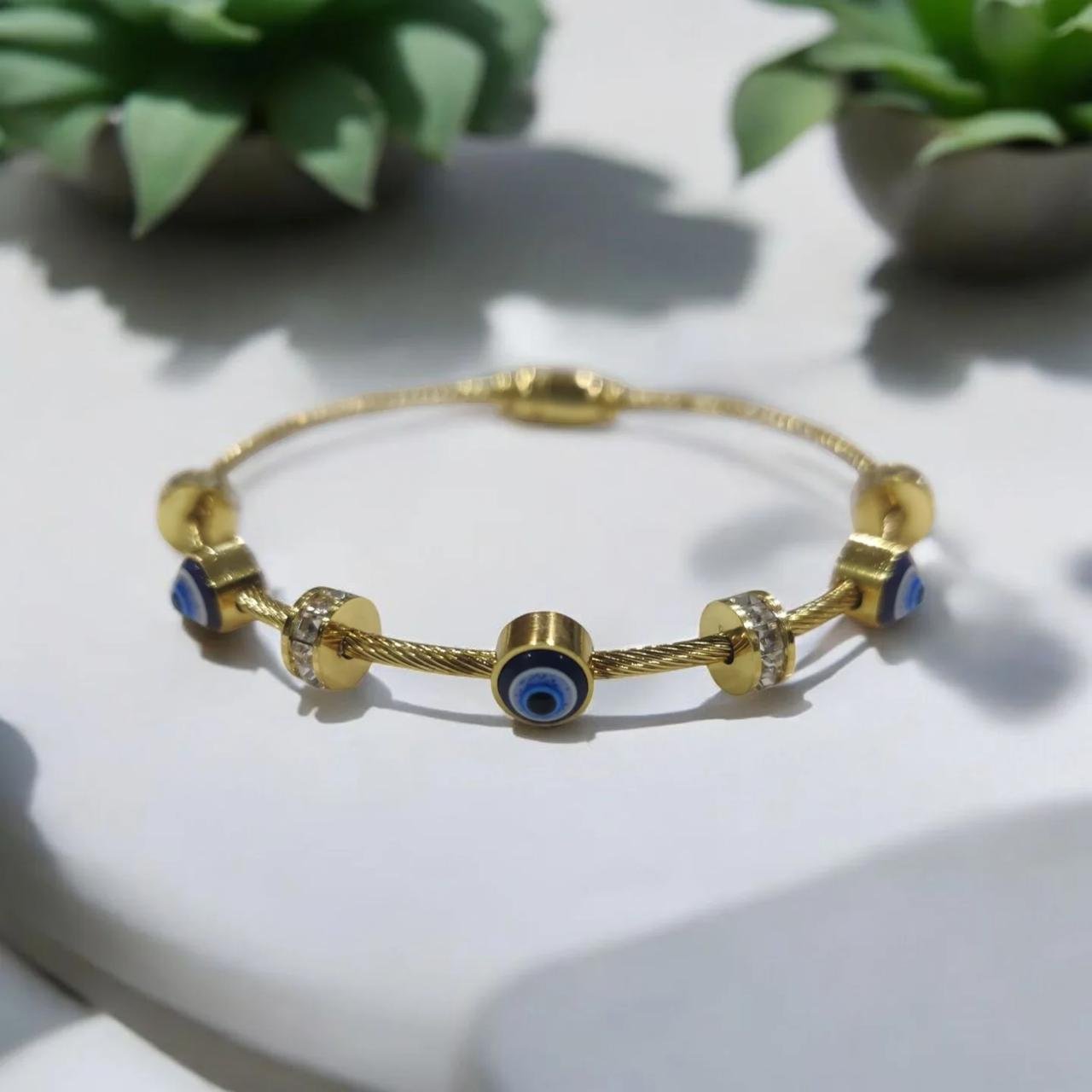 Evil Eye Charm Rose Gold Bracelet