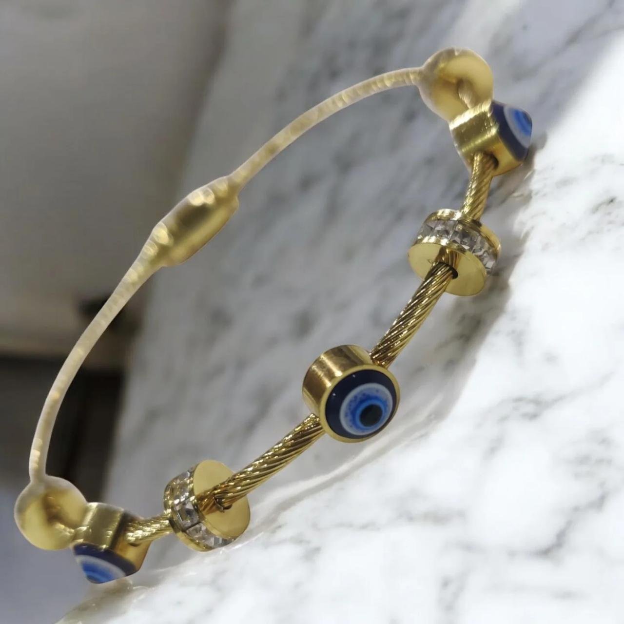 Evil Eye Charm Rose Gold Bracelet