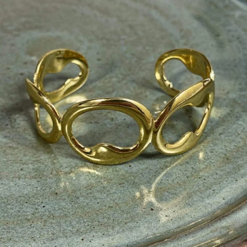 Golden Abstract Statement Bracelet