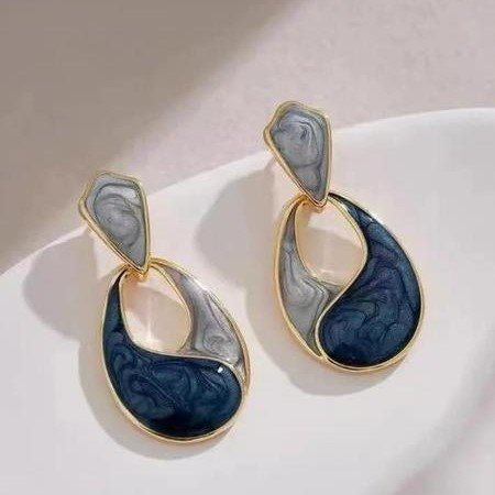 Elegant Marble Workwear Drop Earrings