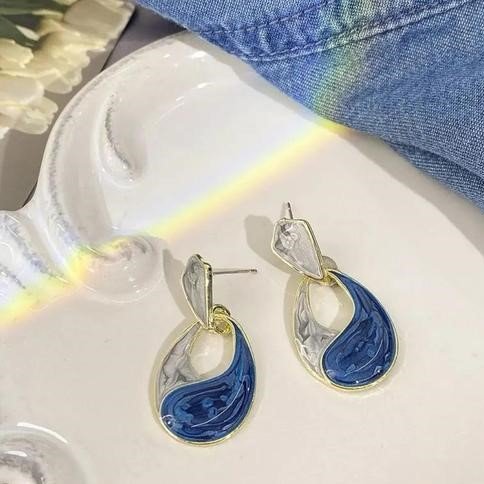 Elegant Marble Workwear Drop Earrings