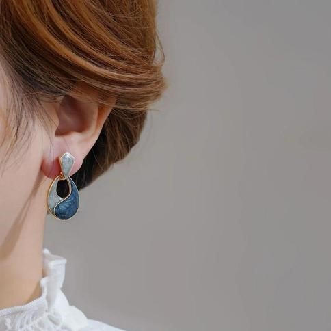 Elegant Marble Workwear Drop Earrings